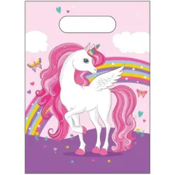 Set di 6 sacchetti regalo Unicorn Rainbow Colors