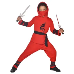 Costume Ninja Guerriero Rosso 8-10 anni