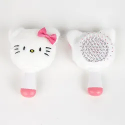 Mini spazzola per capelli in peluche Hello Kitty bianca 13 cm