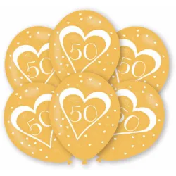 Palloncini Anniversario Oro 50°, Confezione da 6, 27,5 cm (11 pollici)