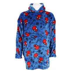 Coperta polare in peluche Spiderman Blue, poncho