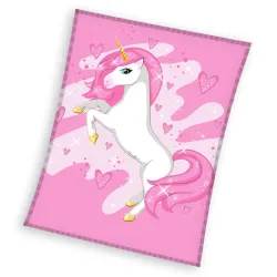 Coperta in pile Unicorno Cuore Rosa 150x200 cm