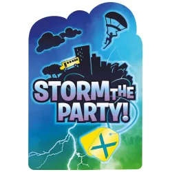 Set di 8 inviti per festa Battle Royal Storm