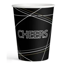 Happy New Year Black Cheers bicchiere di carta 8 pz 250 ml
