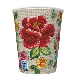 Bicchiere di carta Folk Ricamo Rose 8 pz 250 ml