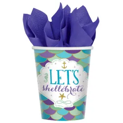 Set di 8 bicchieri di carta Sirena Shellebrate, 250 ml