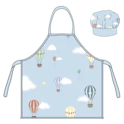 Set di 2 grembiuli per bambini con mongolfiera blu per veicolo