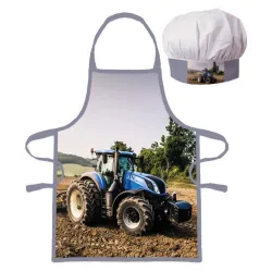 Grembiule per bambini Tractor Blue, set da 2 pezzi
