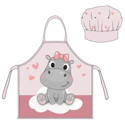 Set di 2 grembiuli per bambini Hippo Pink Hippo