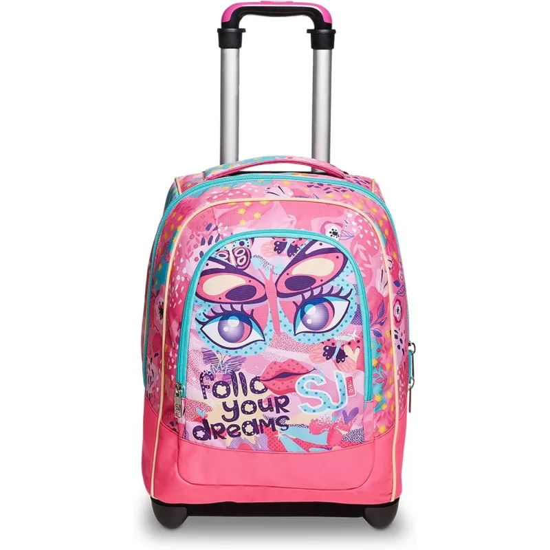 Big Trolley SJ GANG FACCE, Rosa, 2 in 1 con Sistema Cross Over System