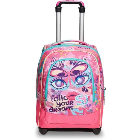 Big Trolley SJ GANG FACCE, Rosa, 2 in 1 con Sistema Cross Over System