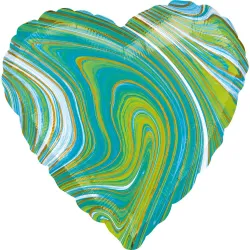 Cuore Cuore Blu Verde Palloncino foil 43 cm