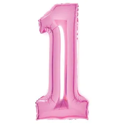 Numero Rosa Numero 1 Palloncino Foil Rosa 66 cm