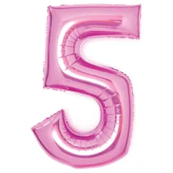 Numero Rosa Numero 5 Palloncino Foil Rosa 66 cm