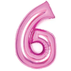Numero Rosa Palloncino foil numero 6 rosa 66 cm
