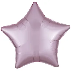 Palloncino foil stella rosa pastello in raso di seta 48 cm