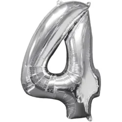 Numero Argento Palloncino foil numero argento 4, 66x45 cm