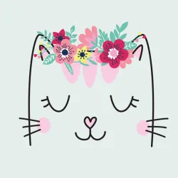Tovagliolo Ghirlanda di Fiori Gatto 20 pezzi 33x33 cm