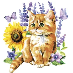 Tovagliolo Gatto Gattino Acquerello 20 pezzi 33x33 cm