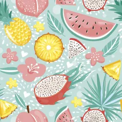 Tovagliolo Fruits Pastel Frutta Esotica 20 pz 33x33 cm