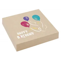 Tovagliolo Happy Birthday Marrone Happy Birthday 20 pz 33x33 cm