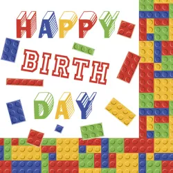 Tovagliolo Happy Birthday Blocks 20 pz 33x33 cm