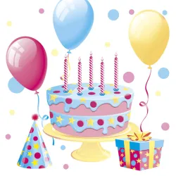 Torta Happy Birthday con Palloncini Tovagliolo Happy Birthday 20 pz 33x33 cm
