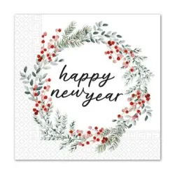 Ghirlanda Felice Anno Nuovo Tovagliolo Felice Anno Nuovo 20 pz 33x33 cm FSC
