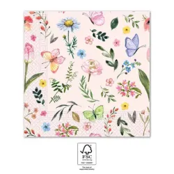 Tovagliolo 20 pz Farfalla Rosa 33x33 cm FSC