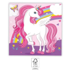 Tovagliolo Unicorno Colori Arcobaleno 20 pezzi 33x33 cm FSC