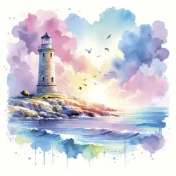 Tovagliolo Faro da viaggio Acquerello confezione da 20 33x33 cm