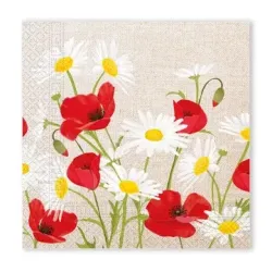 Tovagliolo Fiore Margherite Papaveri 20 pz, 33x33 cm FSC