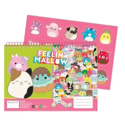 Quaderno per schizzi a spirale Squishmallows Feelin' A/4 con 40 fogli e adesivi