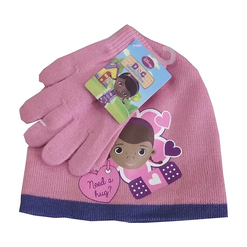 Doc McStuffins Hug Pink Set cappello e guanti per bambini Disney Doc McStuffins 54 cm