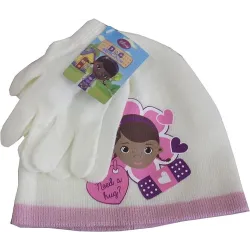 Doc McStuffins Hug White Disney Dr. Set cappello + guanti per bambini in peluche 52 cm