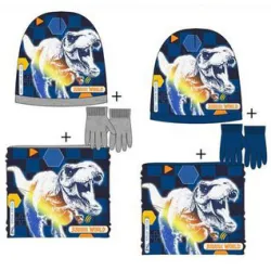 Set cappello per bambini + snood + guanti Jurassic World