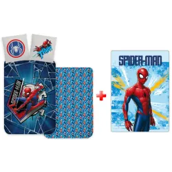 Set biancheria da letto per bambini Spiderman Light e set coperta polare