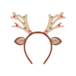 Natale Marrone Fascia per capelli con corna tintinnanti marroni