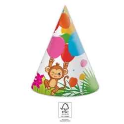 Cappello da festa Jungle Balloons, 6 pezzi FSC