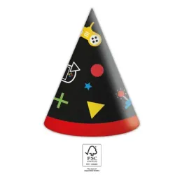 Cappello da festa Gamer Gaming Party, tricorno 6 pezzi FSC