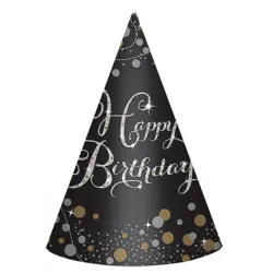 Cappello da festa Happy Birthday Happy Birthday Gold, 6 pz