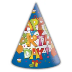 Happy Birthday Kokliko Cappello per feste Happy Birthday, cono 6 pz