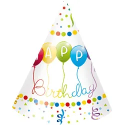 Stelle filanti Happy Birthday Cappello da festa Happy Birthday, cono 6 pz