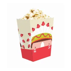 Scatola per popcorn in carta Indian Party 19 cm 4 pz