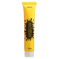 Trucco per feste, pittura per il viso giallo neon