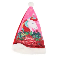 Cappello da Babbo Natale unicorno 37 cm