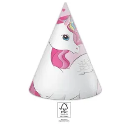 Cappello da festa Unicorn Rainbow Colors, cappello a tre punte 6 pezzi FSC