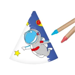 Space Universe, cappello da festa colorabile, 6 pz