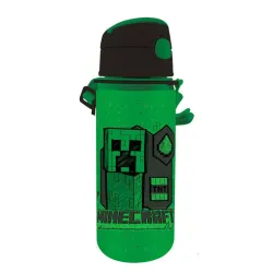 Bottiglia in alluminio Minecraft Green con gancio da 600 ml