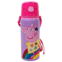 Borraccia Peppa Pig in alluminio con gancio 600 ml